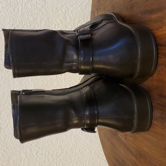 Ecco Womens Black Leather Booties Boots Side Zip Excellent Condition! Sz.6 - Picture 9 of 14